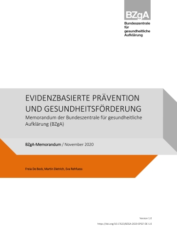Titelbild Bericht Evidenzbasierte Prävention und Gesundheitsförderung DE
