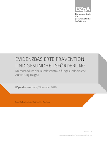 Titelbild Bericht Evidenzbasierte Prävention und Gesundheitsförderung DE