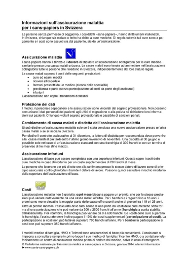 Titelbild Informationen zur Krankenversicherung für Sans-Papiers in der Schweiz italienisch