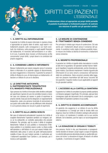 Titelbild Die Patientenrechte im Überblick italienisch