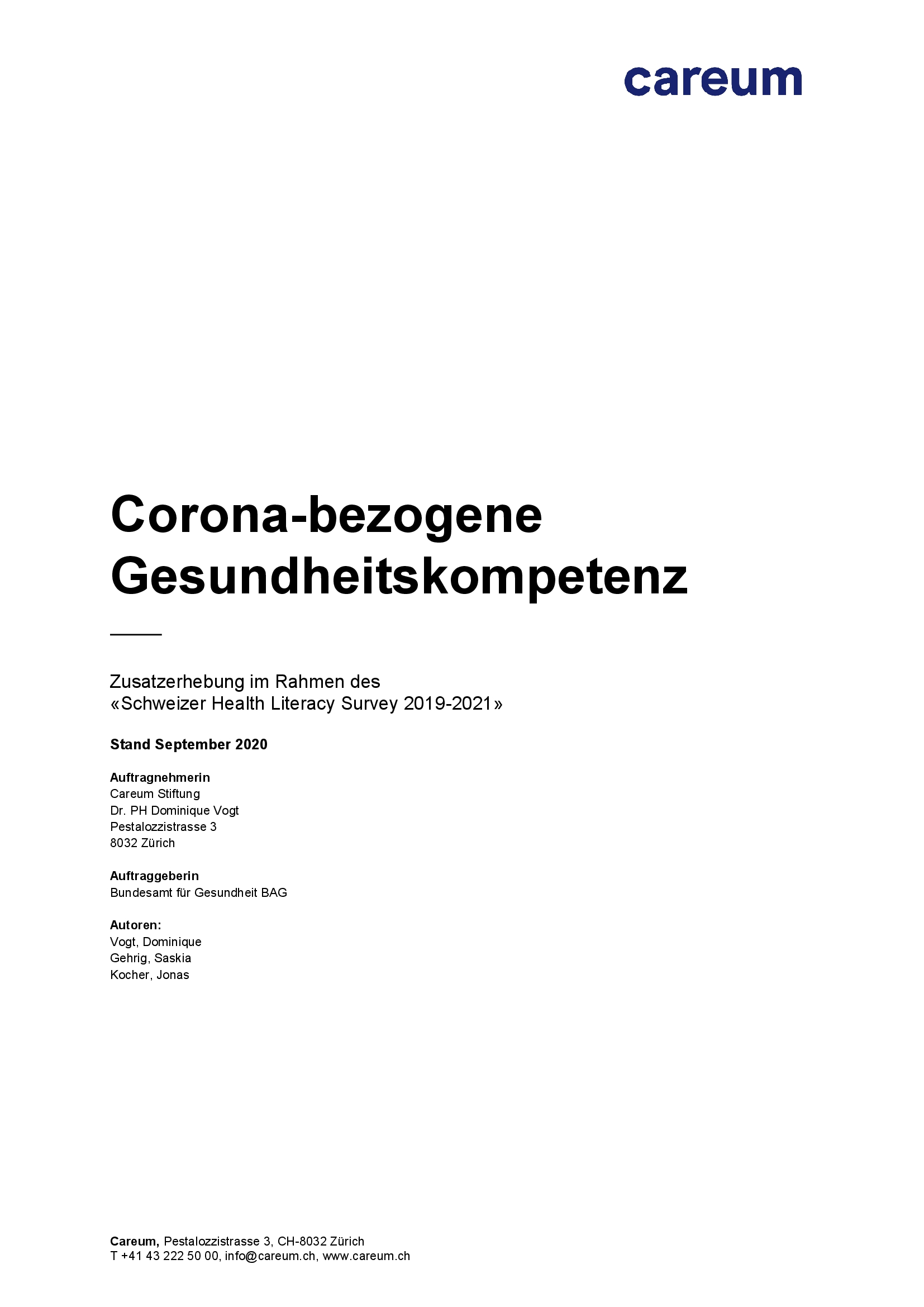 Titelbild Corona-bezogene Gesundheitskompetenz DE