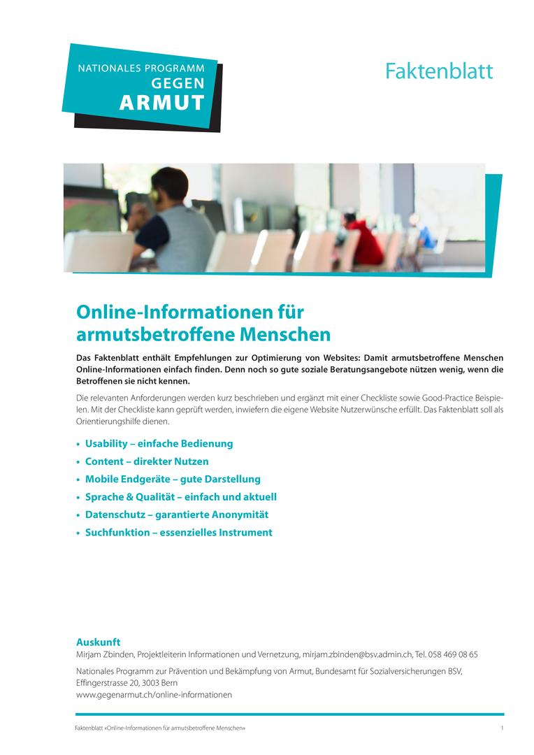 Titelbild Online-Informationen fuer armutsbetroffene Menschen Faktenblatt