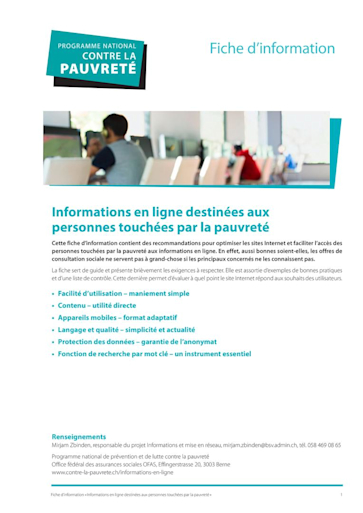 Titelbild Informations en ligne destinees aux personnes touchees par la pauvrete