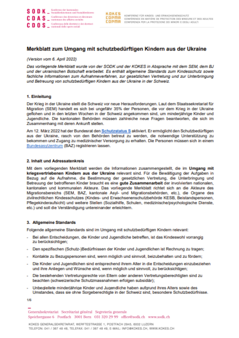 Titelbild Umgang mit schutzbedürftigen Kindern aus der Ukraine