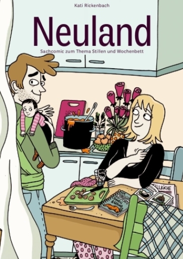 Titelbild Neuland - Sachcomic zum Thema Stillen und Wochenbett deutsch