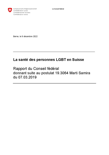 Titelbild Rapport Conseil fédéral santé des personnes LGBT en Suisse