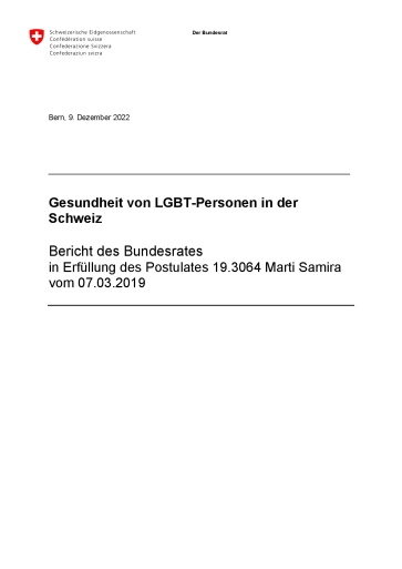Titelbild Postulatsbericht Gesundheit von LGBT Personen Schweiz