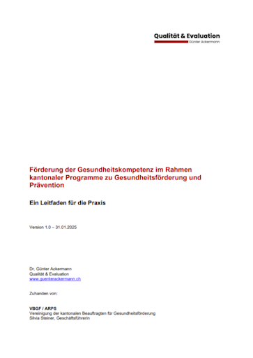 Titelbild Förderung der Gesundheitskompetenz im Rahmen kantonaler Programme