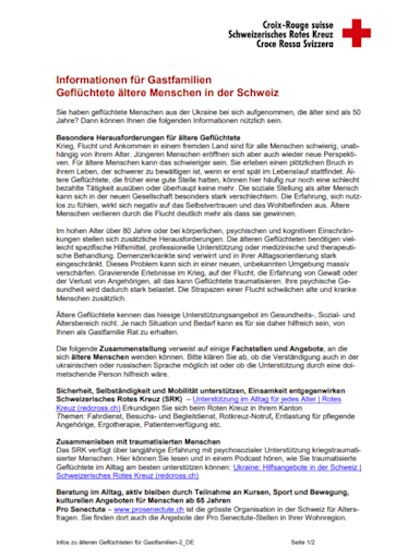 Titelbild Geflüchtete ältere Menschen in der Schweiz
