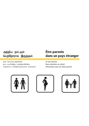 Titelbild Broschüre Eltern sein im fremden Land deutsch, itaiienisch, tamilisch
