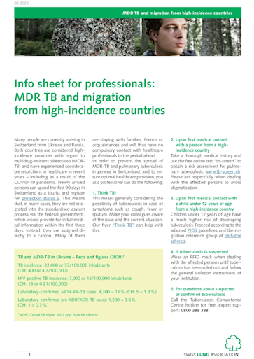 Infoblatt für Fachpersonen: MDR-TB und Migration aus Hochinzidenzländern BILD