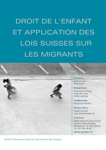 Titelbild Kinderrechte und die Anwendung der Migrationsgesetzgebung in der Schweiz französisch