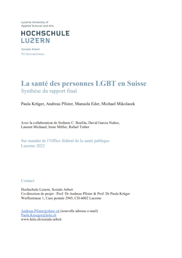 Titelbild Gesundheit von LGBT Personen in der Schweiz FR