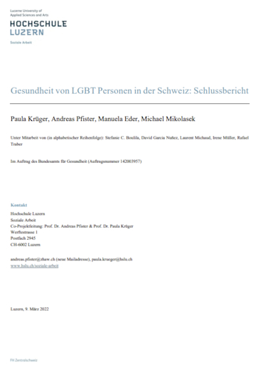 Titelbild Gesundheit von LGBT Personen in der Schweiz DE