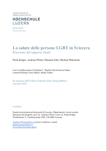 Titelbild Gesundheit von LGBT Personen in der Schweiz IT
