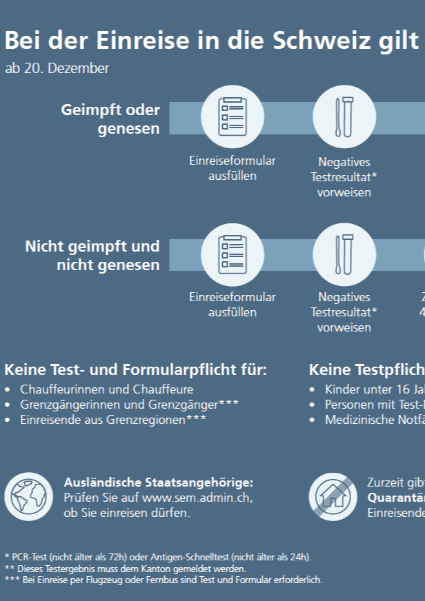Bei der Einreise in die Schweiz gilt neu