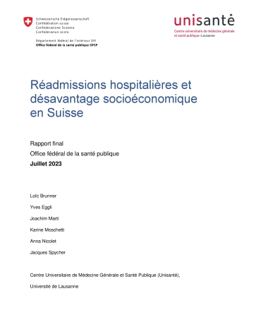 Titelbild Rehospitalisationen und sozioökonomische Benachteiligung in der Schweiz FR