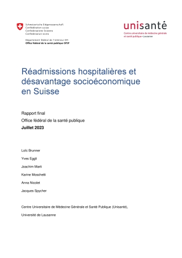 Titelbild Rehospitalisationen und sozioökonomische Benachteiligung in der Schweiz FR