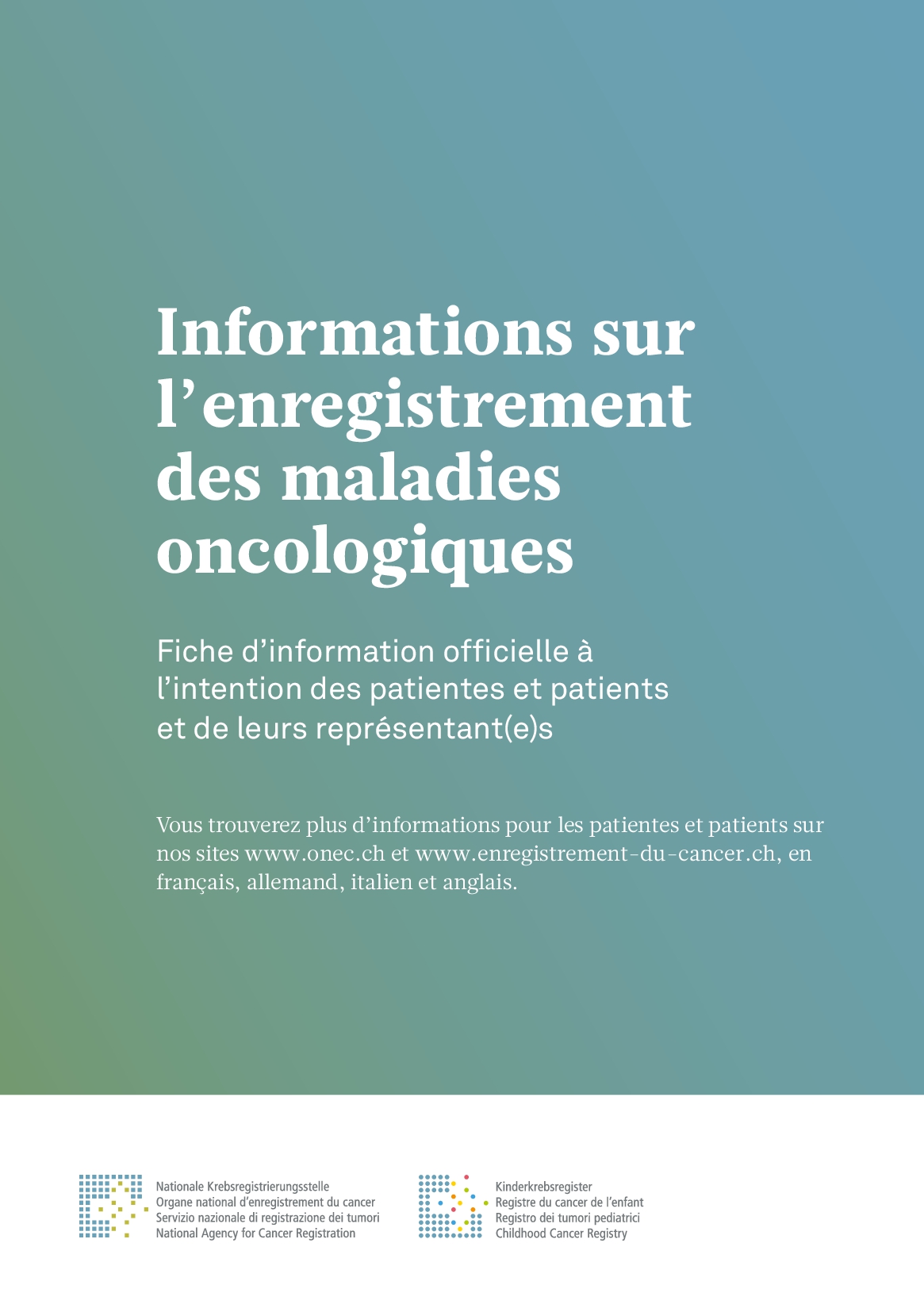 Titelbild Information über die Registrierung von Tumorerkrankungen FR