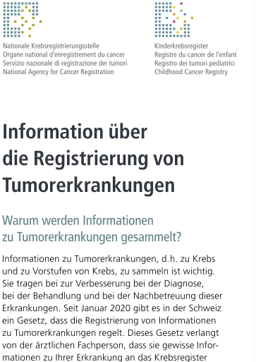 Titelbild Information über die Registrierung von Tumorerkrankungen deutsch