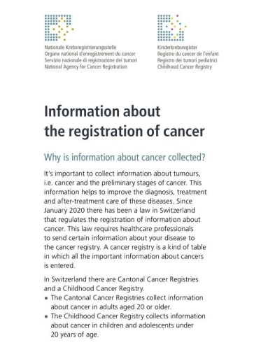 Titelbild Information über die Registrierung von Tumorerkrankungen englisch
