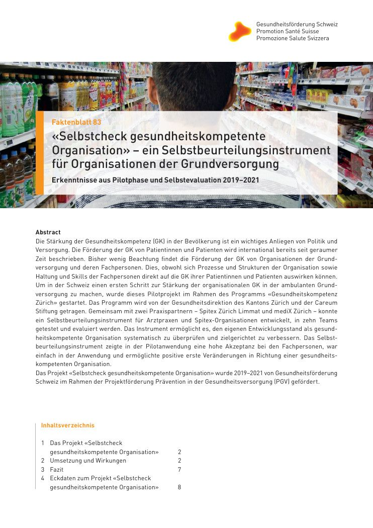 Selbstcheck gesundheitskompetente Organisation