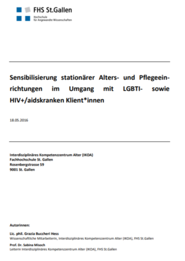 Sensibilisierung stationärer Alters- und Pflegeeinrichtungen im Umgang mit LGBTI- sowie HIV+/aidskranken Klient*innen Titelbild