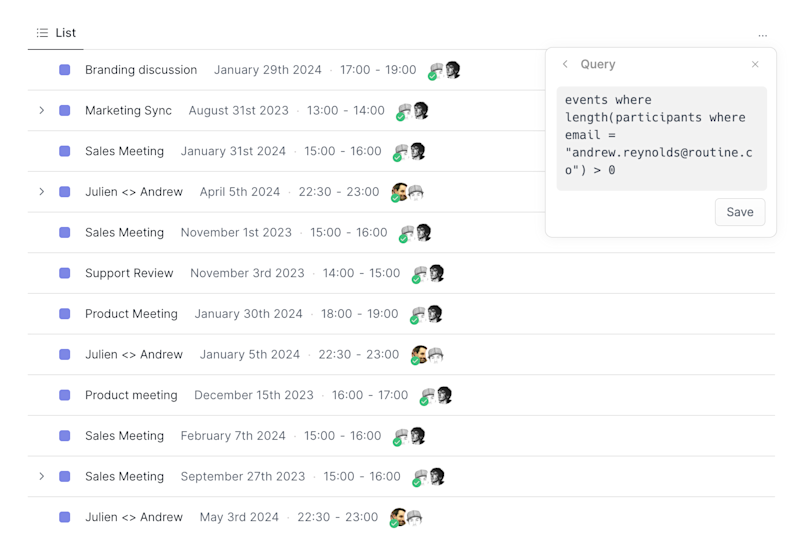 Meetings with a Specific Participant's Email Address