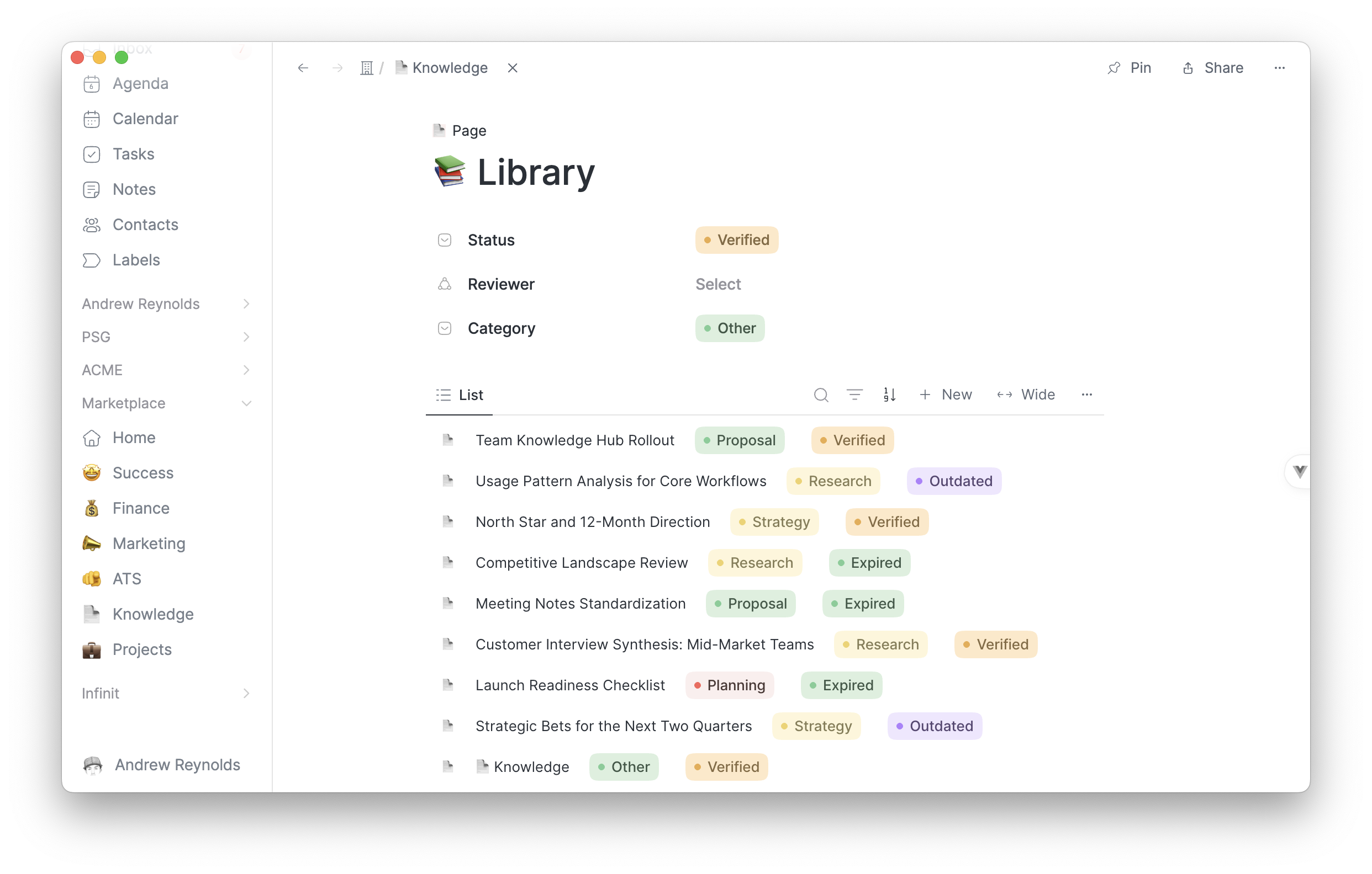 Library of pages