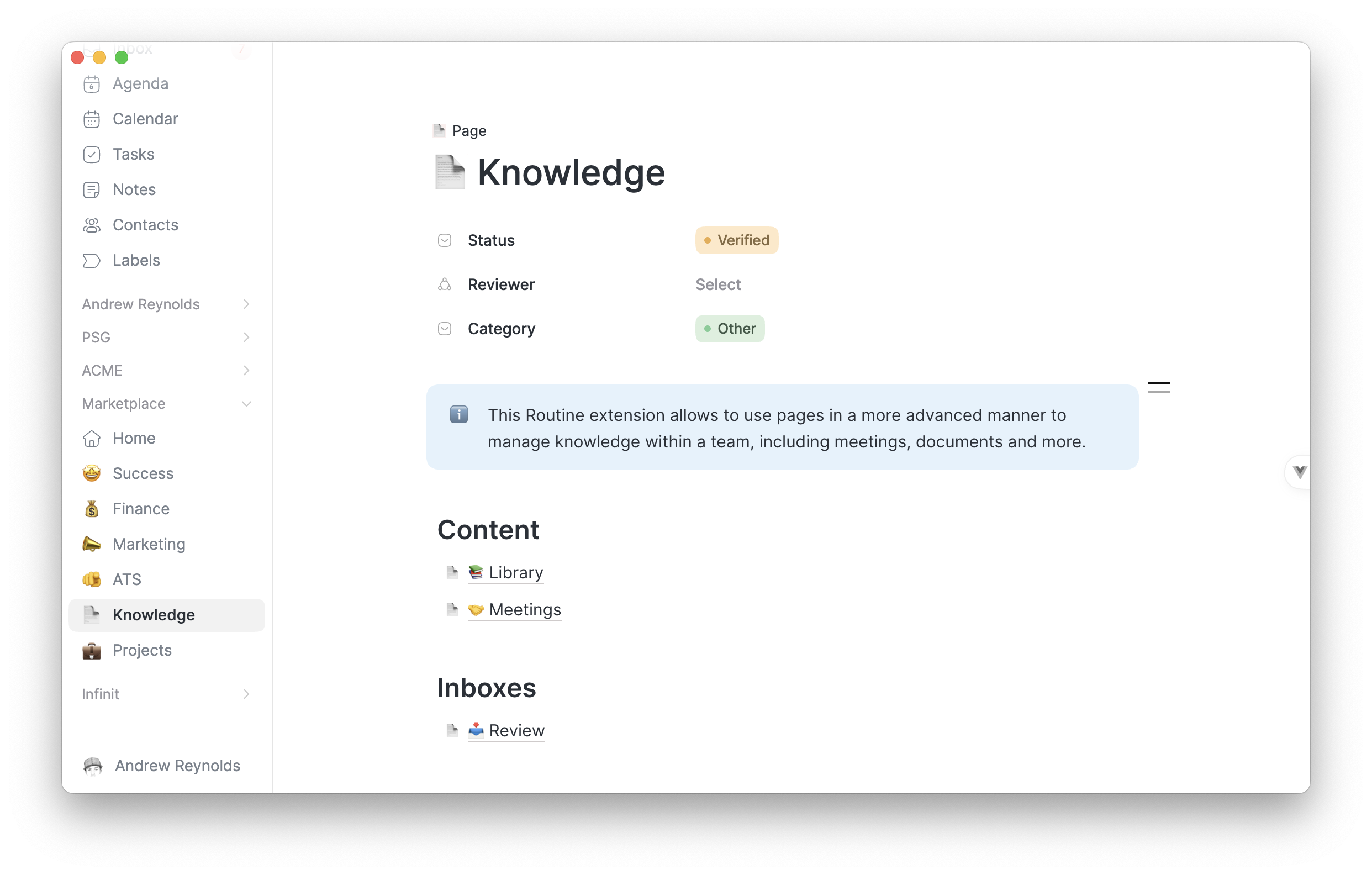 Knowledge management extension
