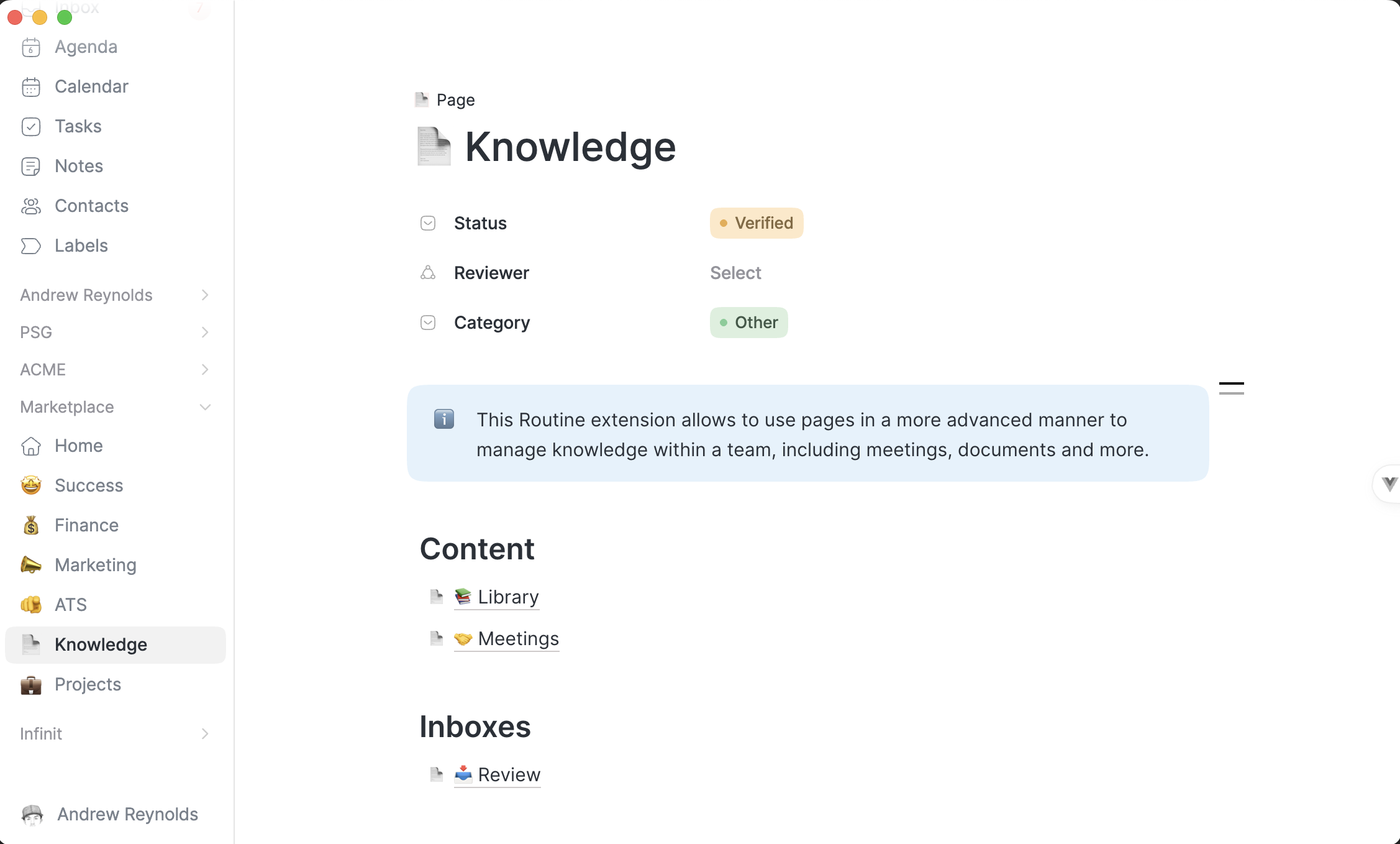 Knowledge management extension