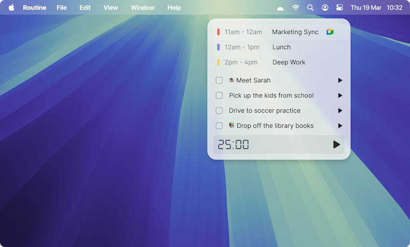 Home Menu Bar Widget