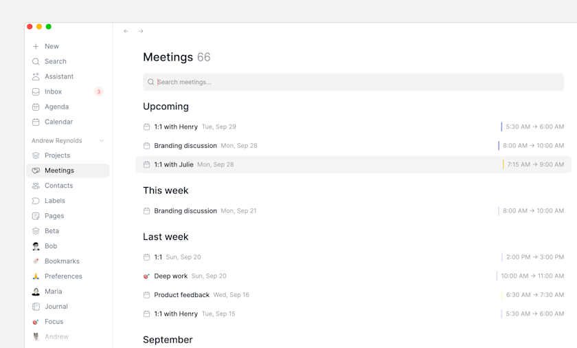 Meetings List