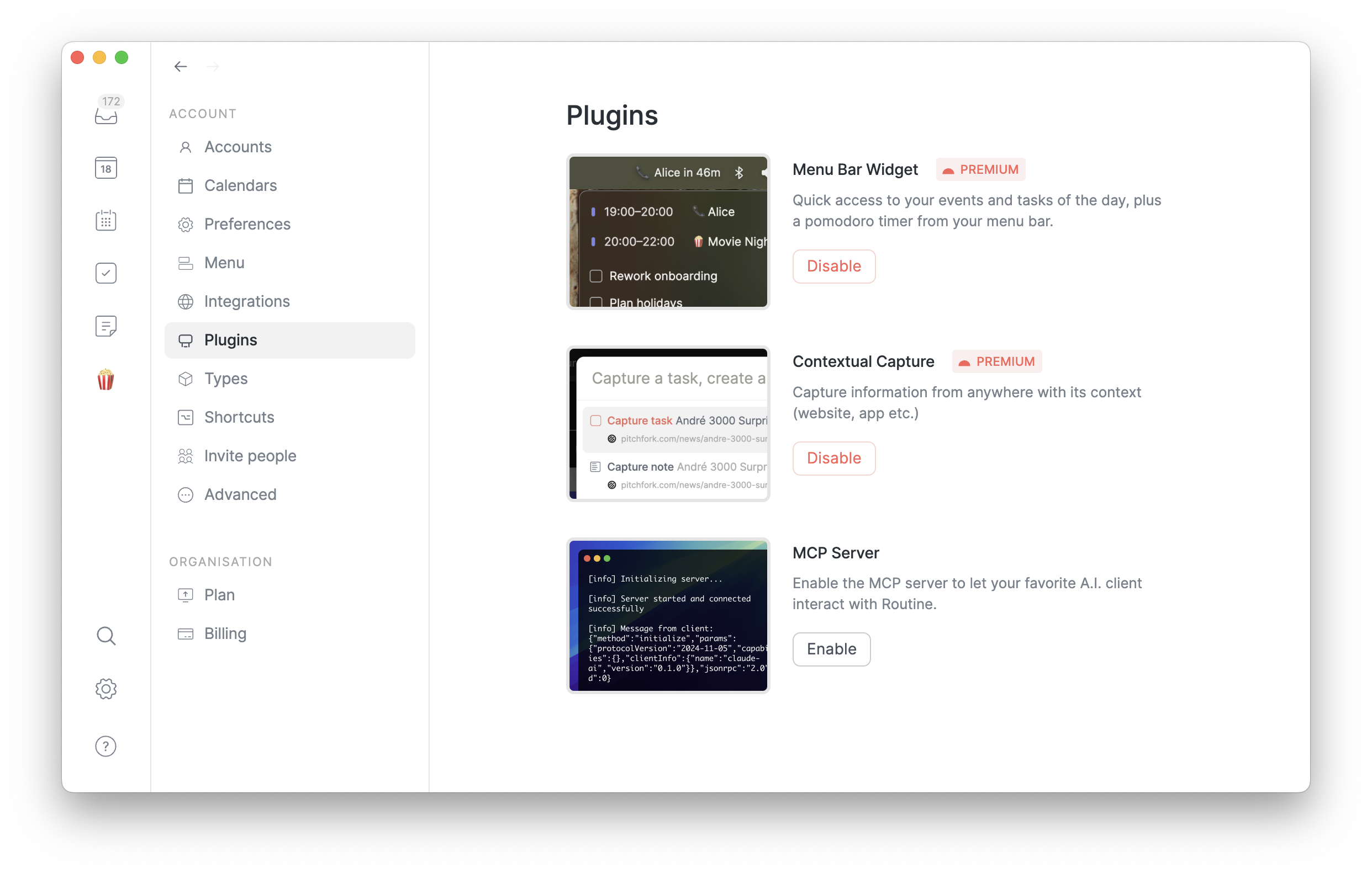 Plugins in App Settings
