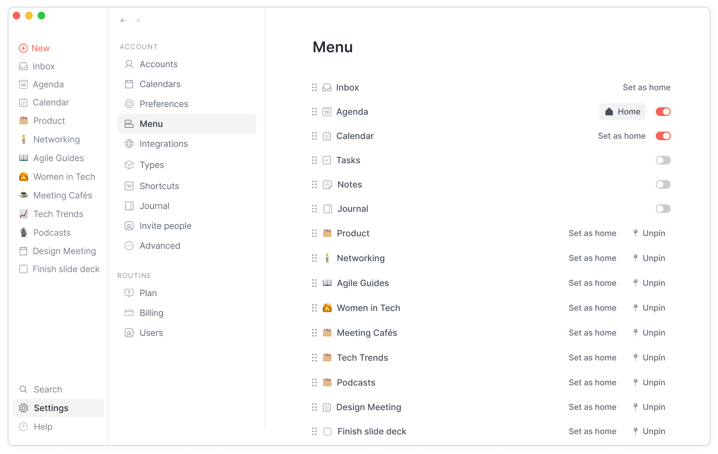 Custom Menu Settings