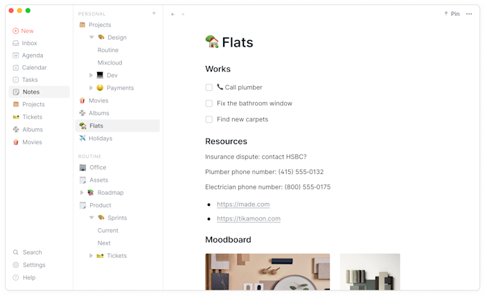 Page - Notes - Apartment - Medias