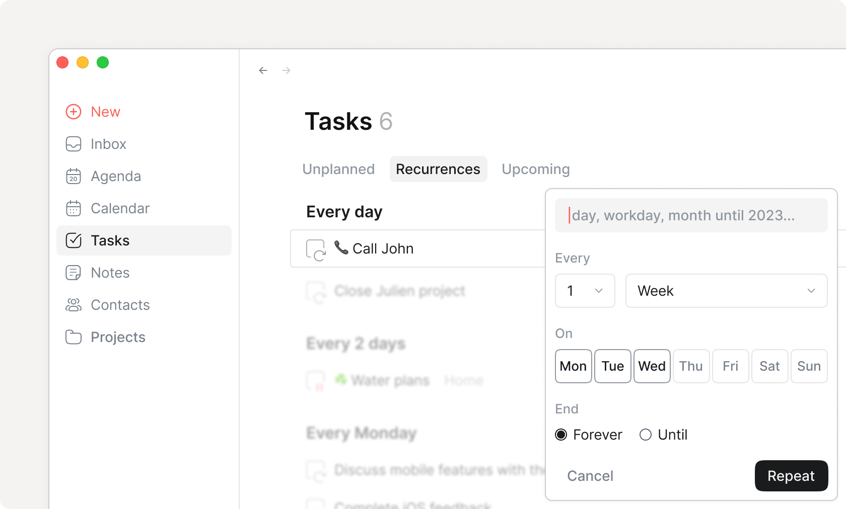 Home Tasks Recurrences