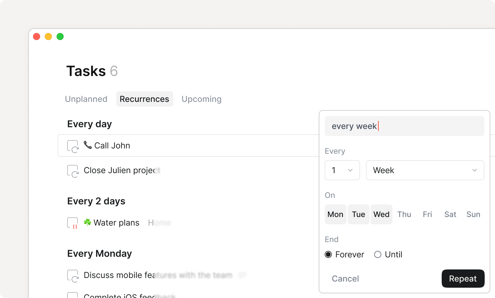 Home Tasks Recurrences