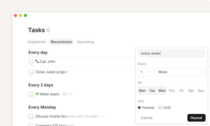 Home Tasks Recurrences
