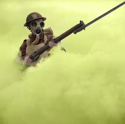 British Soldier Mask Mustard Gas Brittisk soldat i senapsgas.