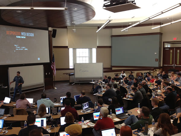 Andy Rossi teaches an early session.