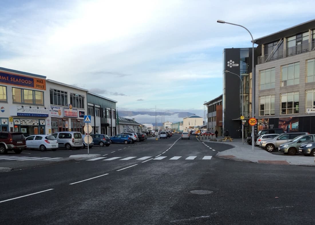 Streets and shops of Reykjavik Harbor