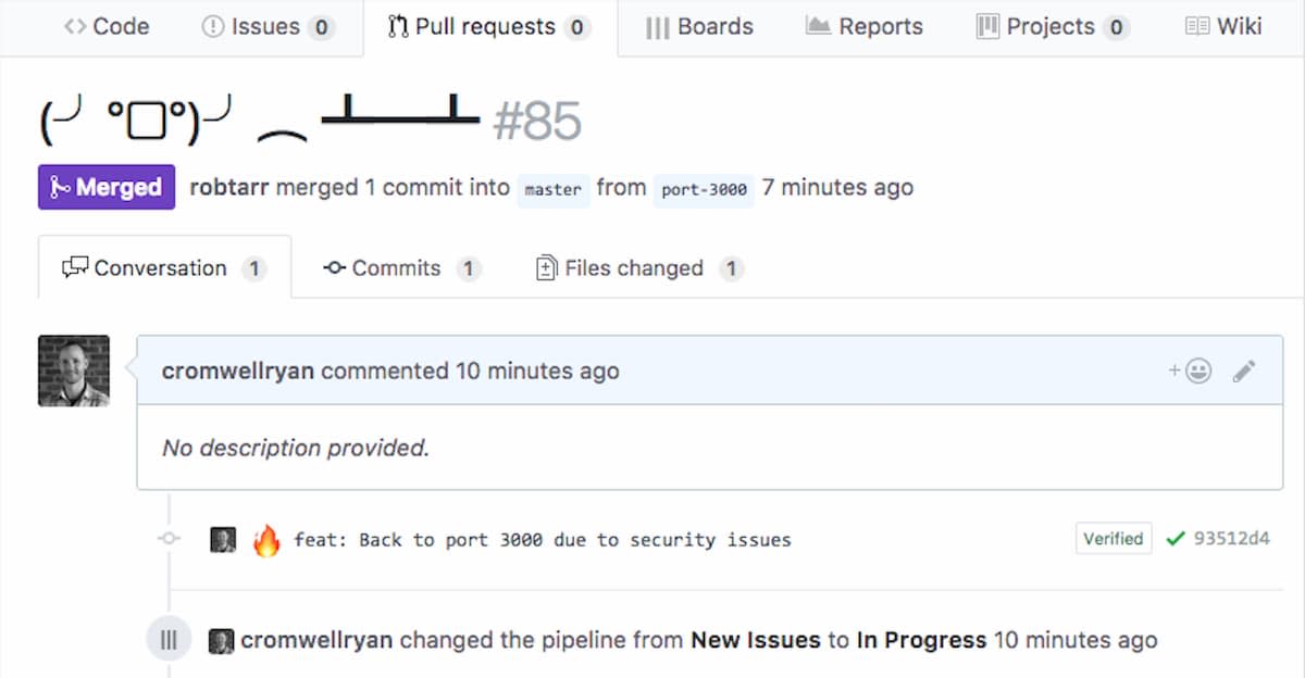 A poor example of a pull request description.