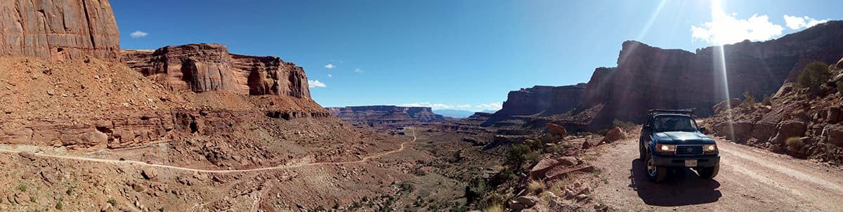 Four-wheel drive road descending a canyon