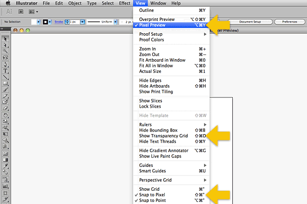 Use the view menu to change settings allowing Illustrator to display more like Photoshop.