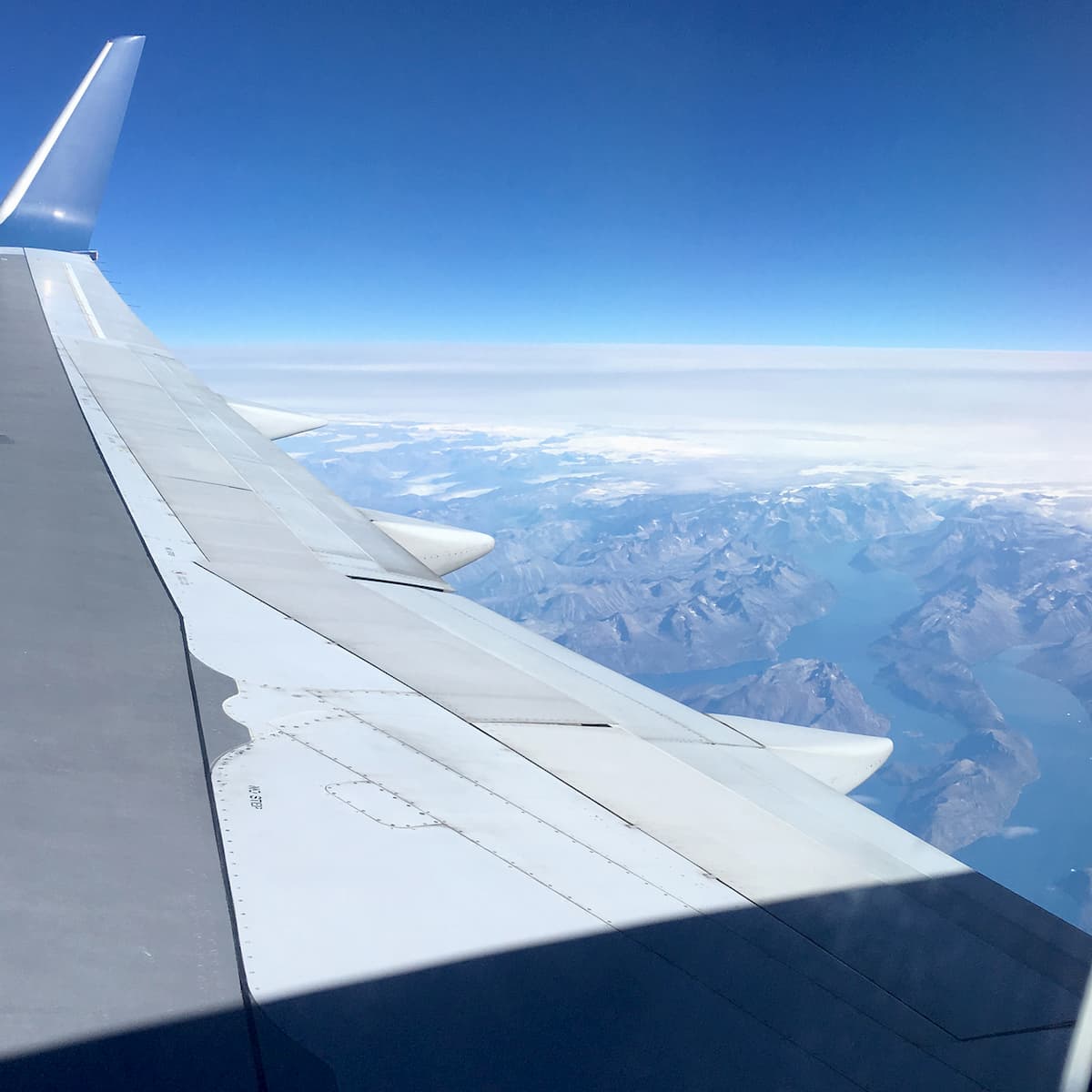 View of Greenland from the airplane.