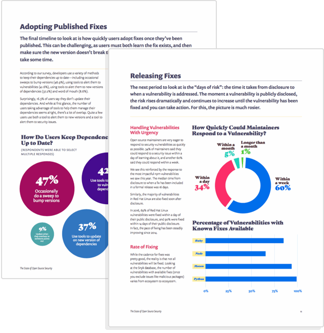 Pages from the PDF report showing similar content as the website, but optimized to be printed.