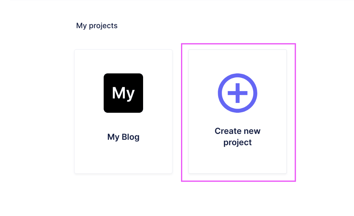 Select the plus button to create a new project in GraphCMS.