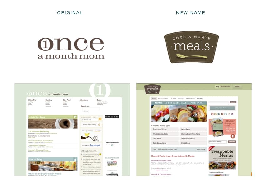Comparing the original brand with the updated Once a Month Meals