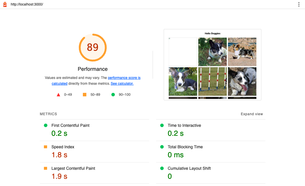 Lighthouse Report with higher performance scores